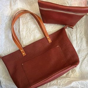 RESERVED- 🚫NOT FOR SALE🚫Portland Leather 🦄 Rust Tote with Tan 2 piece Set